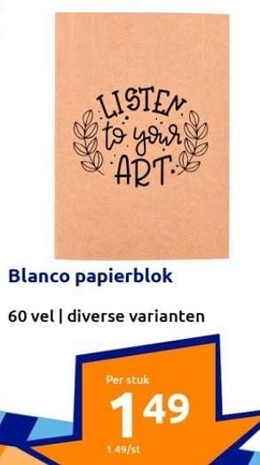 Promoties Blanco papierblok - Blanco - Geldig van 06/09/2023 tot 12/09/2023 bij Action