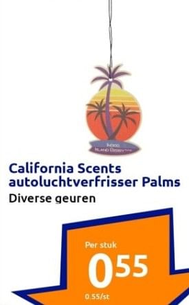 Promoties California scents autoluchtverfrisser palms - California Scents - Geldig van 06/09/2023 tot 12/09/2023 bij Action