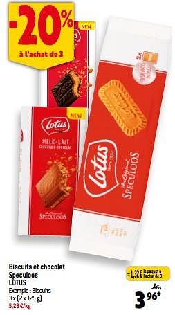 Promotions Biscuits et chocolat speculoos lotus - Lotus Bakeries - Valide de 06/09/2023 à 12/09/2023 chez Match