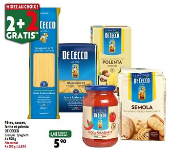 Promotions Pâtes, sauces, farine et polenta de cecco - De Cecco - Valide de 06/09/2023 à 12/09/2023 chez Match