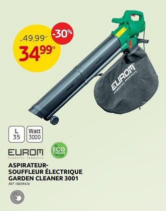 Promotions Eurom aspirateursouffleur électrique garden cleaner 3001 - Eurom - Valide de 06/09/2023 à 25/09/2023 chez Brico