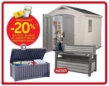 Promoties -20% sur tous les abris de jardin et box de rangement keter - Keter - Geldig van 06/09/2023 tot 25/09/2023 bij Brico