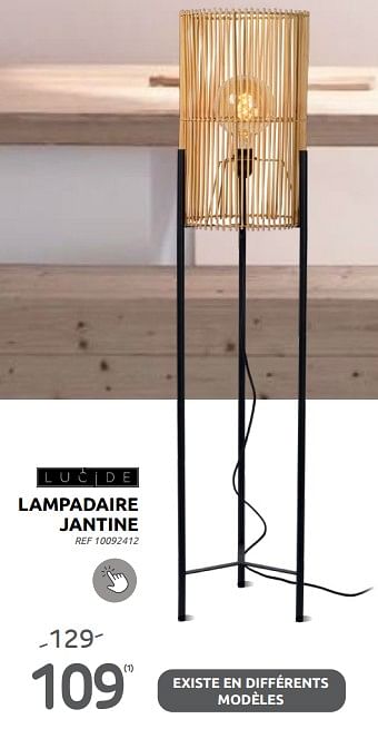 Promoties Lampadaire jantine - Lucide - Geldig van 06/09/2023 tot 25/09/2023 bij Brico