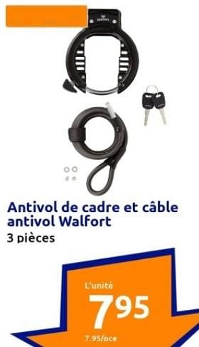 Promotions Antivol de cadre et câble antivol walfort - Walfort - Valide de 06/09/2023 à 12/09/2023 chez Action