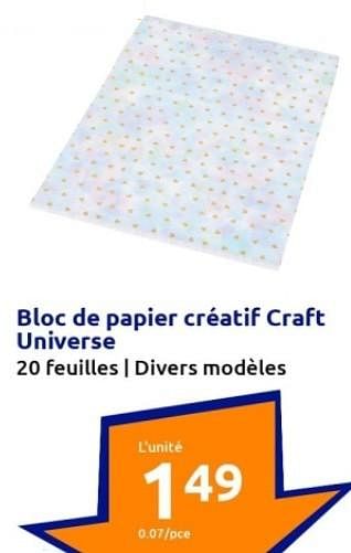 Promotions Bloc de papier créatif craft universe - Craft Universe - Valide de 06/09/2023 à 12/09/2023 chez Action