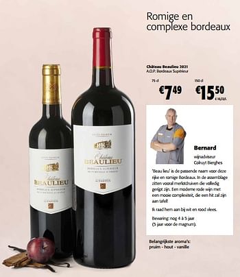 Promoties Château beaulieu 2021 a.o.p. bordeaux supérieur - Rode wijnen - Geldig van 06/09/2023 tot 19/09/2023 bij Colruyt