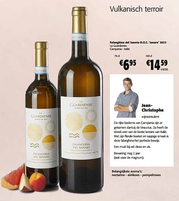 Promoties Falanghina del sannio d.o.c. janare 2022 la guardiense campania - italië - Witte wijnen - Geldig van 06/09/2023 tot 19/09/2023 bij Colruyt