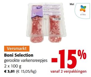 Promoties Boni selection gerookte varkensreepjes - Boni - Geldig van 06/09/2023 tot 19/09/2023 bij Colruyt