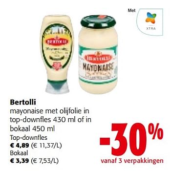 Promoties Bertolli mayonaise met olijfolie in top-downfles of in bokaal - Bertolli - Geldig van 06/09/2023 tot 19/09/2023 bij Colruyt