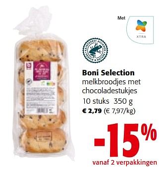 Promoties Boni selection melkbroodjes met chocoladestukjes - Boni - Geldig van 06/09/2023 tot 19/09/2023 bij Colruyt