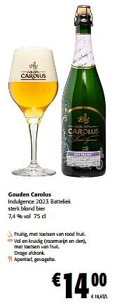 Promoties Gouden carolus indulgence 2023 batteliek sterk blond bier - Gouden Carolus - Geldig van 06/09/2023 tot 19/09/2023 bij Colruyt