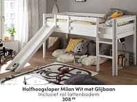 Halfhoogslaper milan wit met glijbaan-Huismerk - Baby & Tiener Megastore