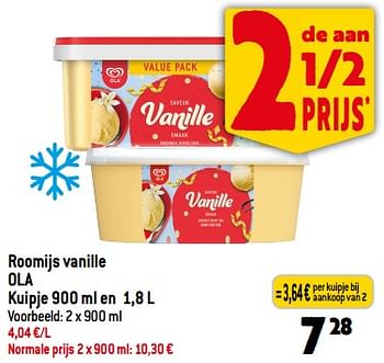 Promoties Roomijs vanille ola - Ola - Geldig van 06/09/2023 tot 12/09/2023 bij Louis Delhaize