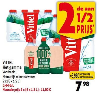 Promoties Vittel natuurlijk mineraalwater - Vittel - Geldig van 06/09/2023 tot 12/09/2023 bij Louis Delhaize