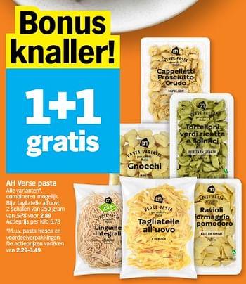 Promoties Ah verse pasta tagliatelle all`uovo - Huismerk - Albert Heijn - Geldig van 11/09/2023 tot 17/09/2023 bij Albert Heijn