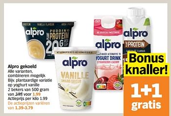 Promoties Alpro gekoeld plantaardige variatie op yoghurt vanille - Alpro - Geldig van 11/09/2023 tot 17/09/2023 bij Albert Heijn