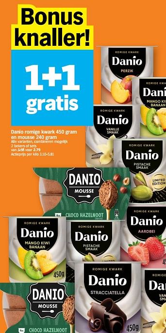 Promoties Danio romige kwark en mousse - Danone - Geldig van 11/09/2023 tot 17/09/2023 bij Albert Heijn