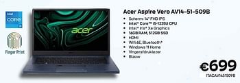 Promoties Acer aspire vero av14-51-509b - Acer - Geldig van 01/09/2023 tot 30/09/2023 bij Compudeals