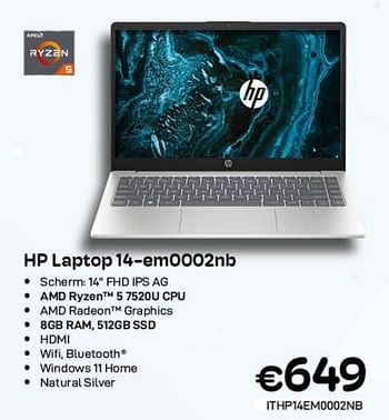 Promotions Hp laptop 14-em0002nb - HP - Valide de 01/09/2023 à 30/09/2023 chez Compudeals