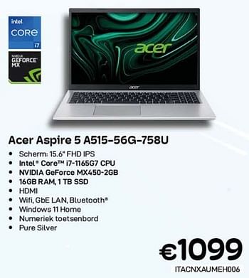 Promoties Acer aspire 5 a515-56g-758u - Acer - Geldig van 01/09/2023 tot 30/09/2023 bij Compudeals