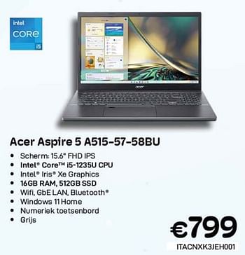 Promoties Acer aspire 5 a515-57-58bu - Acer - Geldig van 01/09/2023 tot 30/09/2023 bij Compudeals