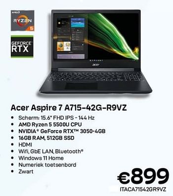 Promoties Acer aspire 7 a715-42g-r9vz - Acer - Geldig van 01/09/2023 tot 30/09/2023 bij Compudeals