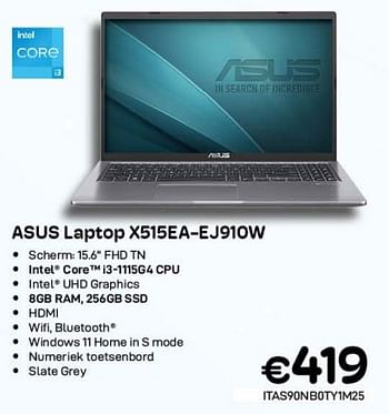 Promoties Asus laptop x515ea-ej910w - Asus - Geldig van 01/09/2023 tot 30/09/2023 bij Compudeals