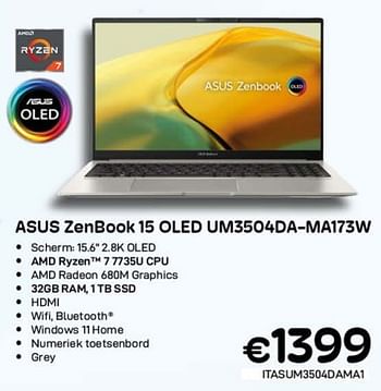 Promoties Asus zenbook 15 oled um3504da-ma173w - Asus - Geldig van 01/09/2023 tot 30/09/2023 bij Compudeals