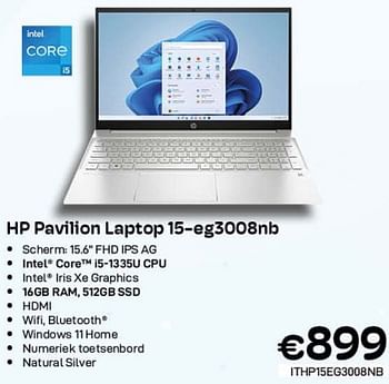 Promoties Hp pavilion laptop 15-eg3008nb - HP - Geldig van 01/09/2023 tot 30/09/2023 bij Compudeals