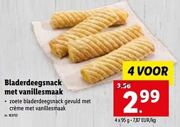 Promoties Bladerdeegsnack met vanillesmaak - Huismerk - Lidl - Geldig van 13/09/2023 tot 19/09/2023 bij Lidl