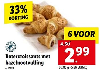 Promoties Botercroissants met hazelnootvulling - Huismerk - Lidl - Geldig van 13/09/2023 tot 19/09/2023 bij Lidl