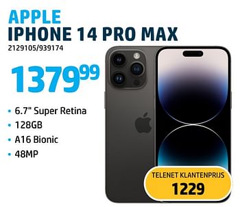 Promoties Apple iphone 14 pro max - Apple - Geldig van 01/09/2023 tot 30/09/2023 bij Auva