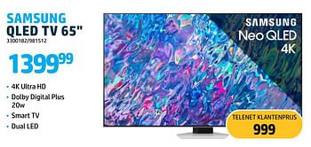 Promoties Samsung qled tv 65`` - Samsung - Geldig van 01/09/2023 tot 30/09/2023 bij VCD