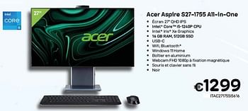 Promotions Acer aspire s27-1755 all-in-one - Acer - Valide de 01/09/2023 à 30/09/2023 chez Compudeals