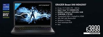 Promotions Erazer beast x40 md62507 - Medion - Valide de 01/09/2023 à 30/09/2023 chez Compudeals