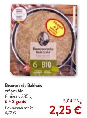 Promotions Beauvoords bakhuis crêpes bio - Beauvoords Bakhuis - Valide de 06/09/2023 à 19/09/2023 chez OKay