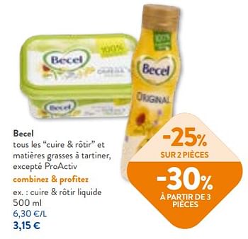 Promotions Becel cuire + rôtir liquide - Becel - Valide de 06/09/2023 à 19/09/2023 chez OKay
