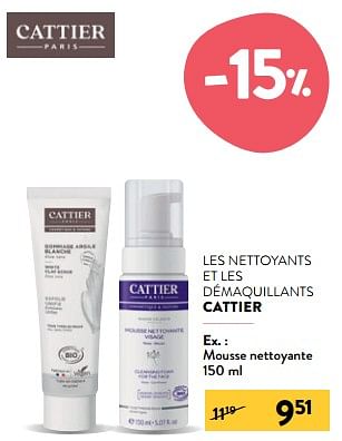 Promotions Mousse nettoyante - Cattier - Valide de 13/09/2023 à 26/09/2023 chez DI