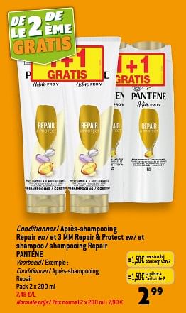 Promoties Conditionner - après-shampooing repair en - et 3 mm repair + protect en - et shampoo - shampooing repair pantene - Pantene - Geldig van 13/09/2023 tot 19/09/2023 bij Match