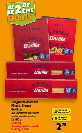 Promoties Deegwaren al bronzo pâtes al bronzo barilla - Barilla - Geldig van 13/09/2023 tot 19/09/2023 bij Match