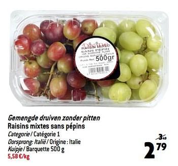 Promoties Gemengde druiven zonder pitten raisins mixtes sans pépins - Huismerk - Match - Geldig van 13/09/2023 tot 19/09/2023 bij Match