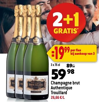 Promoties Champagne brut authentique trouillard - Champagne - Geldig van 13/09/2023 tot 10/10/2023 bij Smatch