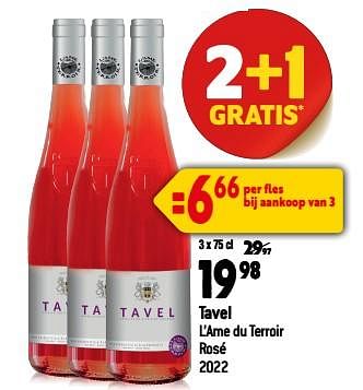 Promotions Tavel l’ame du terroir rosé 2022 - Vins rosé - Valide de 13/09/2023 à 10/10/2023 chez Smatch