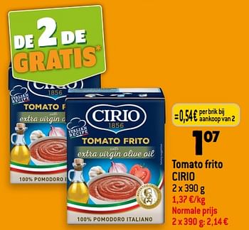 Promoties Tomato frito cirio - CIRIO - Geldig van 13/09/2023 tot 19/09/2023 bij Smatch