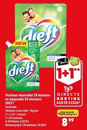 Promoties Vloeibaar wasmiddel en waspoeder dreft - Dreft - Geldig van 13/09/2023 tot 19/09/2023 bij Smatch