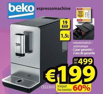 Promoties Beko espressomachine ceg5301x - Beko - Geldig van 14/09/2023 tot 20/09/2023 bij ElectroStock