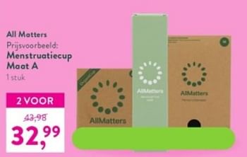 Promoties Menstruatiecup maat a - AllMatters - Geldig van 04/09/2023 tot 01/10/2023 bij Holland & Barret