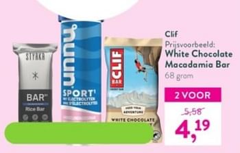 Promoties White chocolate macadamia bar - Clif Bar - Geldig van 04/09/2023 tot 01/10/2023 bij Holland & Barret