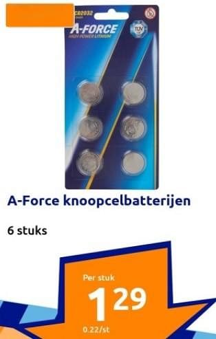 Promoties A-force knoopcelbatterijen - A-force - Geldig van 13/09/2023 tot 19/09/2023 bij Action