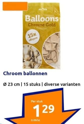Promoties Chroom ballonnen - Huismerk - Action - Geldig van 13/09/2023 tot 19/09/2023 bij Action